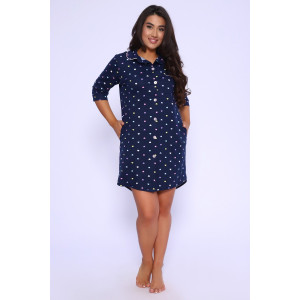 Халат женский №85026 кулирка (р-ры: 46-56) темно-синий