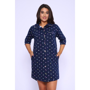 Халат женский №85026 кулирка (р-ры: 46-56) темно-синий