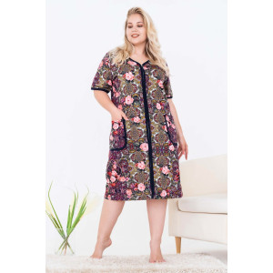 Халат женский №21531 кулирка (р-ры: 48-60) розы