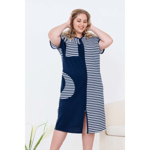 Халат женский №53503 кулирка (р-ры: 48-74) полоска