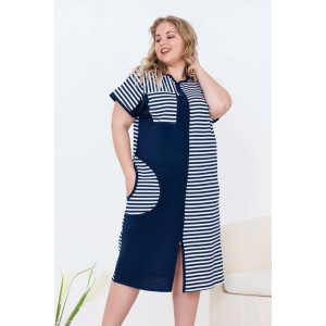 Халат женский №53503 кулирка (р-ры: 48-74) полоска