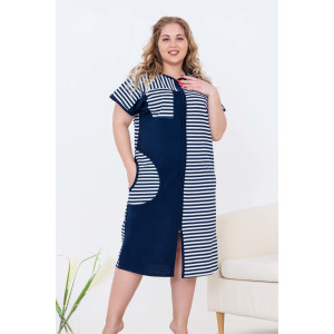 Халат женский №53503 кулирка (р-ры: 48-74) полоска