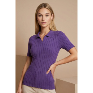 Футболка женская "Поло С" трикотажное полотно-пряжа (р-ры: 40-50) сиреневый