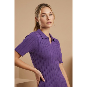 Футболка женская "Поло С" трикотажное полотно-пряжа (р-ры: 40-50) сиреневый