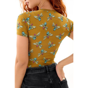 Футболка женская "Египет Ц" масло (р-ры: 42-48) стрекозы на желтом