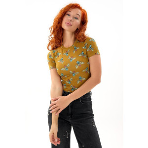 Футболка женская "Египет Ц" масло (р-ры: 42-48) стрекозы на желтом