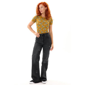 Футболка женская "Египет Ц" масло (р-ры: 42-48) стрекозы на желтом