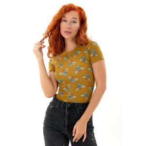 Футболка женская "Египет Ц" масло (р-ры: 42-48) стрекозы на желтом