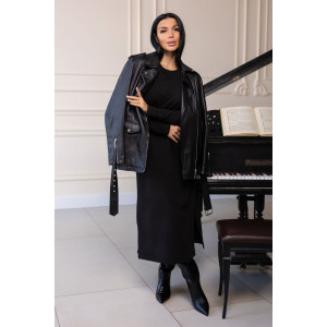 Платье женское 2080/3 футер 2-х нитка пенье (р-ры: 44-58) черный