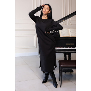 Платье женское 2080/3 футер 2-х нитка пенье (р-ры: 44-58) черный