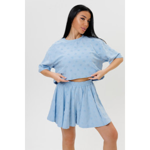 Костюм двойка женский 2230/2 махра-жаккард (р-ры: 44-50) голубой