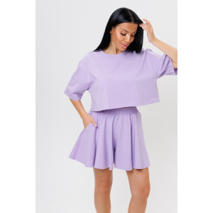 Костюм двойка женский 2218 кулирка с лайкрой (р-ры: 44-50) сирень