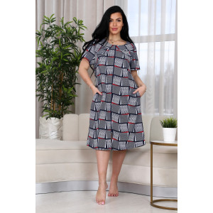 Халат женский №6101 кулирка (р-ры: 56-74) серая клетка