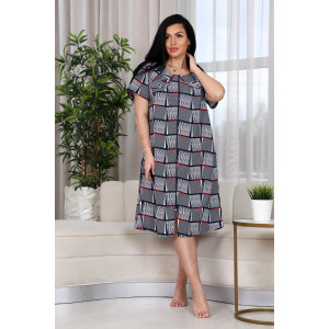 Халат женский №6101 кулирка (р-ры: 56-74) серая клетка