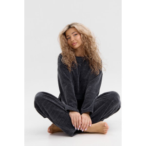 Костюм двойка женский №37001 жаккард (р-ры: 44-52) графит