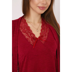 Пеньюар тройка женский №29009 деворе (р-ры: 44-54) бордовый Пеньюар тройка женский №29009 деворе (р-ры: 44-54) бордовый