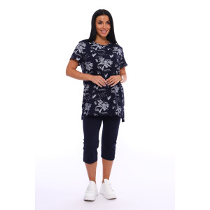 Пижама женская №516 кулирка (р-ры: 46-56) темно-синий