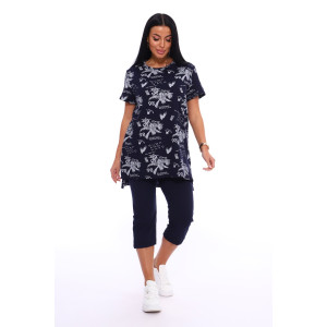 Пижама женская №516 кулирка (р-ры: 46-56) темно-синий