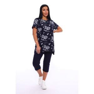 Пижама женская №516 кулирка (р-ры: 46-56) темно-синий