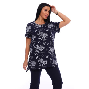 Пижама женская №516 кулирка (р-ры: 46-56) темно-синий