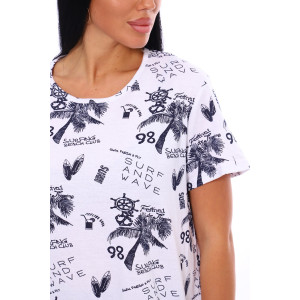 Пижама женская №516 кулирка (р-ры: 46-56) белый-синий