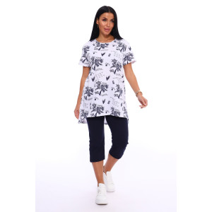 Пижама женская №516 кулирка (р-ры: 46-56) белый-синий