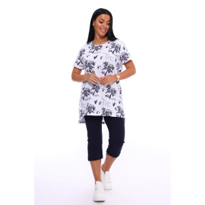 Пижама женская №516 кулирка (р-ры: 46-56) белый-синий