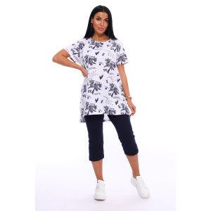 Пижама женская №516 кулирка (р-ры: 46-56) белый-синий