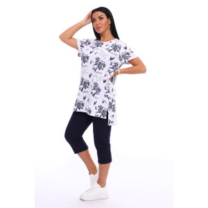 Пижама женская №516 кулирка (р-ры: 46-56) белый-синий