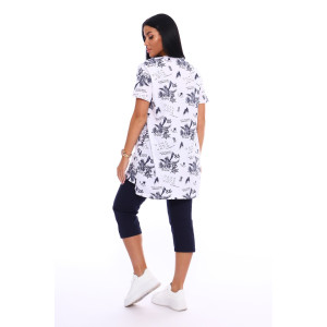 Пижама женская №516 кулирка (р-ры: 46-56) белый-синий