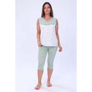 Пижама женская №24260 кулирка (р-ры: 44-60) зеленый