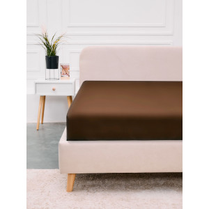 Простыня классическая поплин гладкокрашеный "Коричневый"