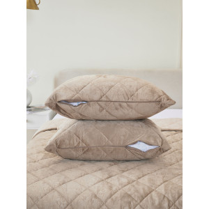 Покрывало микрофибра с велюровыми наволочками "Кристалл" бежевый