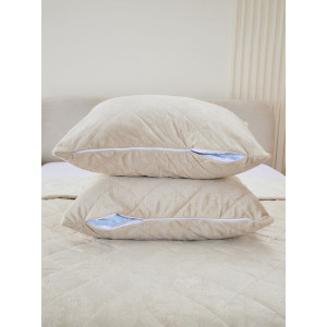 Покрывало микрофибра с велюровыми наволочками "Кристалл" кремовый