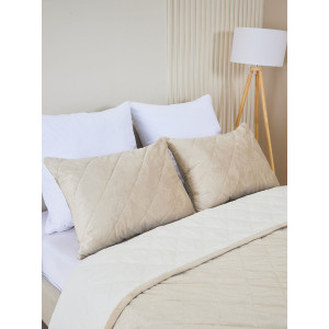 Покрывало микрофибра с велюровыми наволочками "Кристалл" кремовый