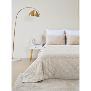 Покрывало микрофибра с велюровыми наволочками "Кристалл" кремовый