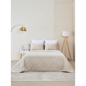 Покрывало микрофибра с велюровыми наволочками "Кристалл" кремовый