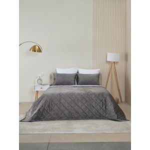 Покрывало микрофибра с велюровыми наволочками "Кристалл" графит