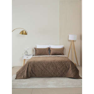 Покрывало микрофибра с велюровыми наволочками "Кристалл" коричневый