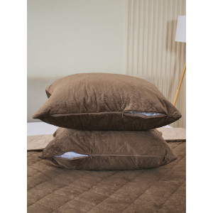 Покрывало микрофибра с велюровыми наволочками "Кристалл" коричневый