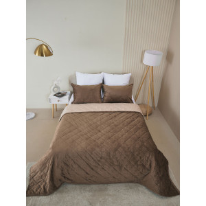 Покрывало микрофибра с велюровыми наволочками "Кристалл" коричневый