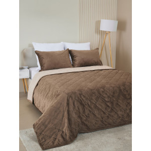 Покрывало микрофибра с велюровыми наволочками "Кристалл" коричневый