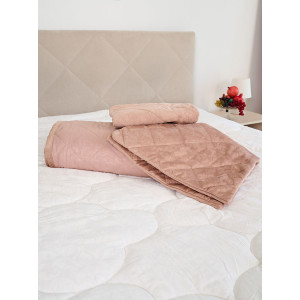 Покрывало микрофибра с велюровыми наволочками "Кристалл" пудра