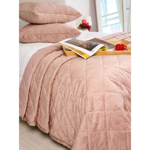 Покрывало микрофибра с велюровыми наволочками "Кристалл" пудра