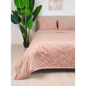 Покрывало микрофибра с велюровыми наволочками "Кристалл" пудра