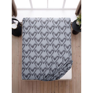 Простыня на резинке поплин "Dark love" осн.