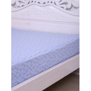 Простыня на резинке трикотажная с рисунком 040838 "Бабочки" сиреневый (последний размер) 180х200