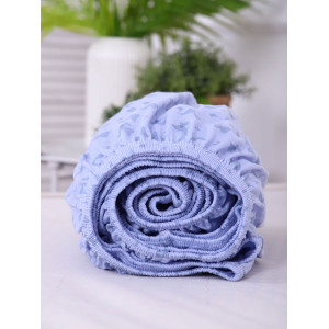 Простыня на резинке трикотажная с рисунком 040838 "Бабочки" сиреневый (последний размер) 180х200