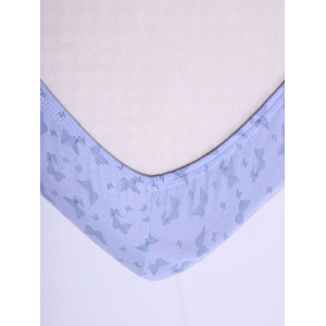 Простыня на резинке трикотажная с рисунком 040838 "Бабочки" сиреневый (последний размер) 180х200