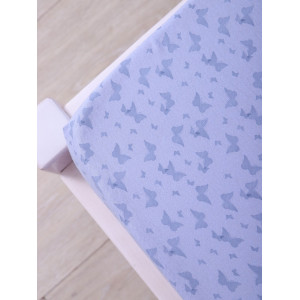 Простыня на резинке трикотажная с рисунком 040838 "Бабочки" сиреневый (последний размер) 180х200